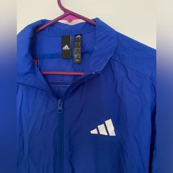 Adidas Woven Tape Jacket Water Resistant Wind Breaker - Men’s Small - Royal Blue - Picture 7 of 16